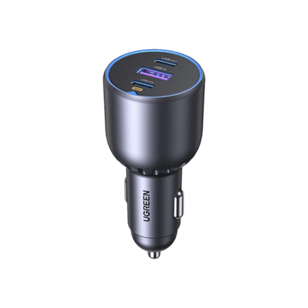 يوجرين -شاحن جداري نيكسود GaN بمنفذين USB-C وبمنفذ USB متعدد المقابس بقوة 65 واط - رمادي