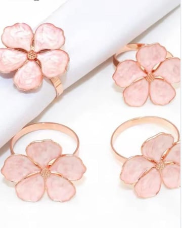6 قطعة حلقات منديل زهرة أنيقة الوردي//الوردي الذهب الأزهار أصحاب المناديل رائعة المنزل حفلة ديكور للطاولات اكسسوارات