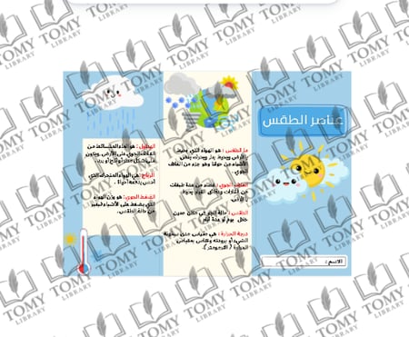 مطوية العلوم عناصر الطقس للصف الثالث ابتدائي