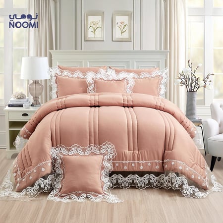 مفرش ليسا دانتيل نفر ونص  5 قطع  مايكروفايبر