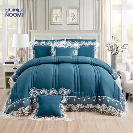 مفرش ليسا دانتيل نفر ونص  5 قطع  مايكروفايبر