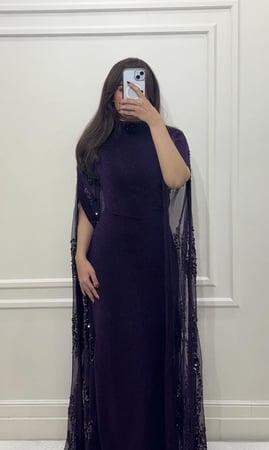 فستان استرتش بوشاح مزدوج بالترتر