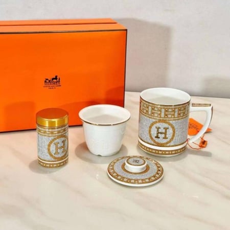 طقم شاي هيرميس قطعتين لشخص واحد