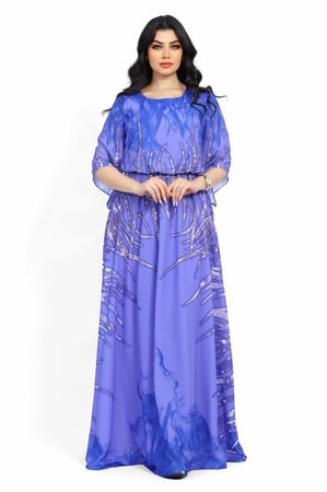 فستان سهرة طويل لؤلؤ بكريستالات لامعه