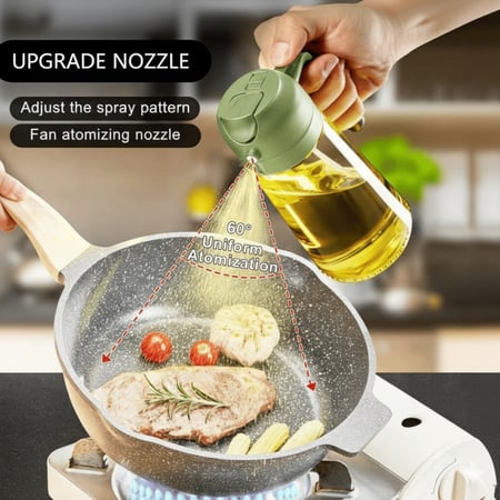 موزع زيت وبخاخ زيت  2 في 1 ، زجاجة موزع زيت لبخاخ المطبخ وصبه، بخاخ زيت للطبخ، بخاخ زيت زيتون قابل لاعادة الملء، بخاخ زيت زجاجي امن