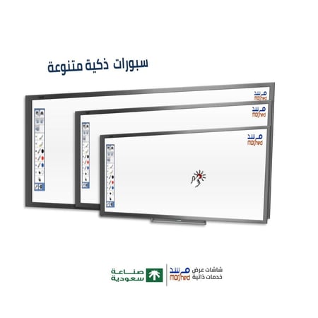 سبورة ذكية تفاعلية ييضاء  متنوعة الاحجام . - للفصول الدراسية والروضة
