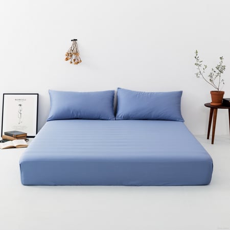 شرشف ملون - سماوي مزدوج 3 قطع