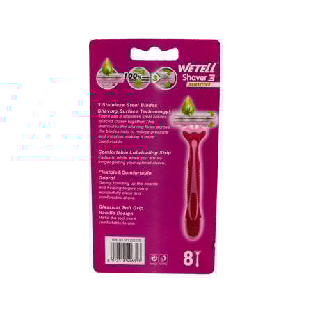 ويتل امواس حلاقة حساسة ثلاثية الشفرات 8 قطع | WETELL SHAVER 3 SENSITIVE 8 PCS