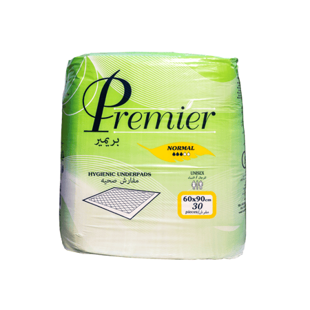 بريمير مفارش صحية مقاس 60 سم في 90 سم 30 مفرش | PREMIER HYGIENIC UNDERPADS UNISEX 30 PCS