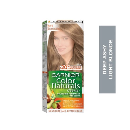 جارنيه صبغة شعر رقم 8.11 اشقر رمادي فاتح عميق |  GARNIER COLOR NATURALS 8.11 DEEP ASHY LIGHT BLONDE