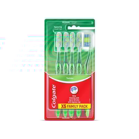 كولجيت فرشة أسنان ميديوم 5 قطعة | COLGATE TB TWISTER MEDIUM 5 PCS
