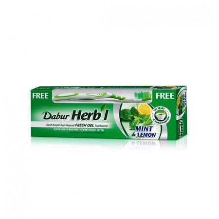دابر معجون اسنان ليمون ونعناع 150 مل مع الفرشاة مجانا | DABUR HERBL MINT AND LEMON TP 150G+TB