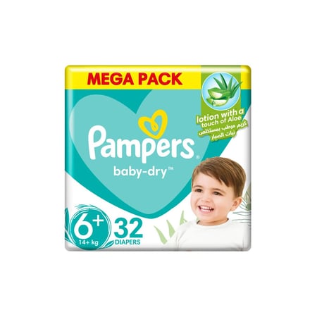 PAMPERS 6+ JUMBO 32 | بامبرز حفاضات اطفال رقم 6 بلس | 32 حبة