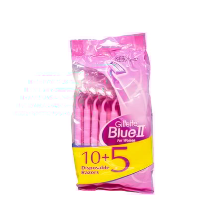 جيليت بلو تو شفرات حلاقة نسائية 10 + 5 حبة | GILLETTE BLUE FOR WOMEN 10+5 PCS