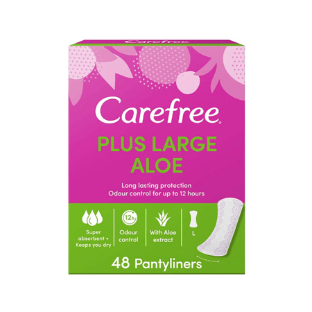 كيرفيرى بلس لارج فوط نسائية بالصبار 48 قطعه | CAREFREE PLUS LARGE ALOE 48 PCS
