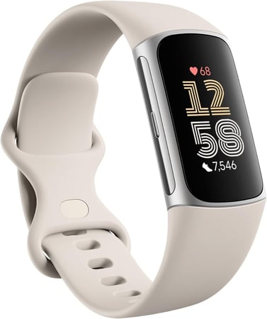 جهاز تتبع اللياقة البدنية Fitbit Charge 6 مع تطبيقات Google، ومعدل ضربات القلب على معدات التمرين، وعضوية مميزة لمدة 6 أشهر، ونظام تحديد المواقع العالمي (GPS)، وأدوات صحية، والمزيد، لون بورسلين/فضي، مقاس واحد (يتضمن سوارين صغير وكبير)