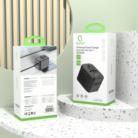 متجر لويس شاحن سفر عالمي متعدد المنافذ من QUFEX