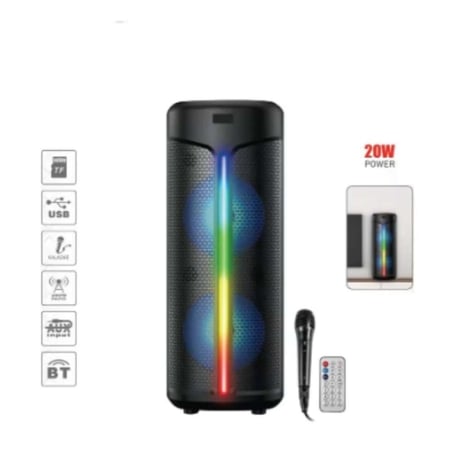 متجر لويس مكبر صوت بلوتوث 20 واط سماعتين 8 انش مع مايك وريموت تحكم DLC