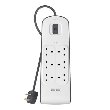 توصيلة بيلكن 6 منافذ طاقه ومنفذين USB