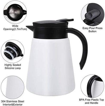 ترمس للقهوة حافظ للحرارة مزود بكوبين اضافية