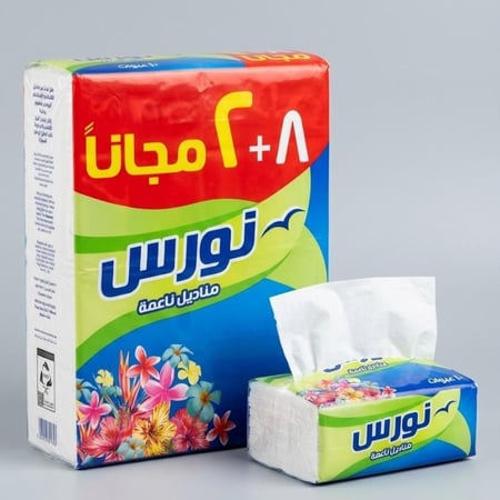 نورس مناديل ورقية فاخرة ناعمة 2 طبقات 160x10 منديل مزدوج