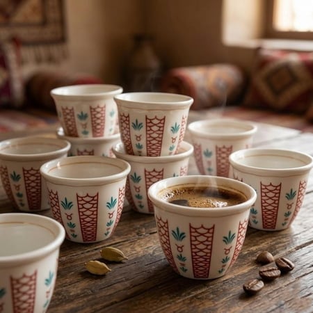 فناجين قهوة صغيرة بنقش تراثي 12 فنجان