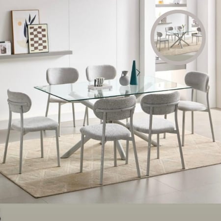 طقم طاولة طعام زجاج 4و6 كراسي رمادي