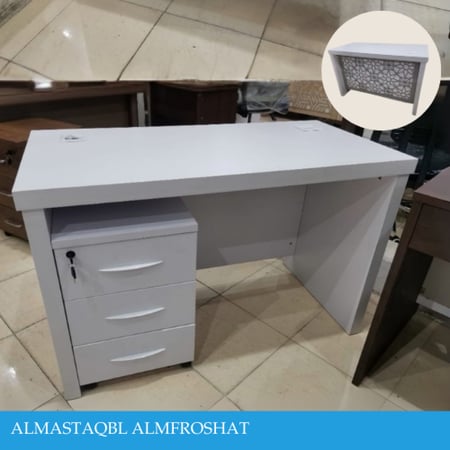 مكتب أبيض مع أدراج 120 سم