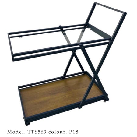 عربية تقديم زجاج وخشب عدة ألوان