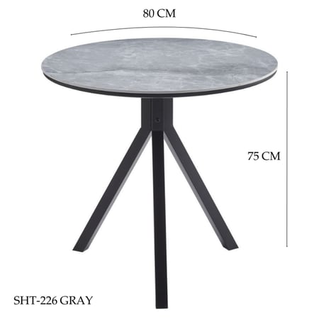 طاولة بورسلان دائرية 70و80 سم رمادي