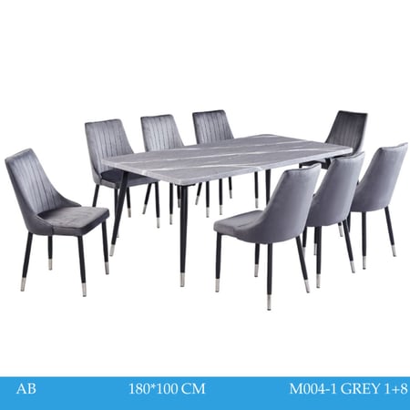 طقم طاولة طعام رخام 4و6و8 كراسي رمادي