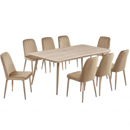 طقم طاولة و 8 كراسي بيج