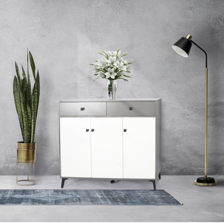 دولاب جزامة لون رمادي وأبيض