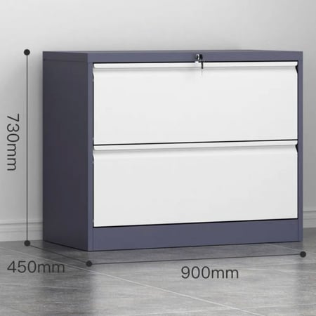 دولاب ملفات بدرجين لون رمادي وابيض