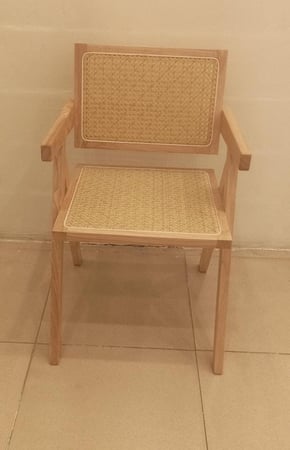 طقم 2 كراسي راتان وخشب لون خشبي