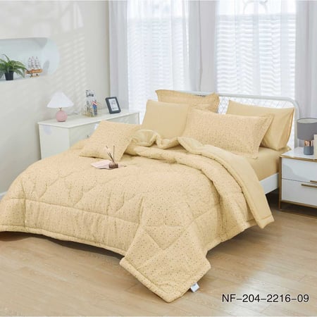 طقم مفرش قطن 6 قطع مزدوج +لباد هدية ارتفاع 10 سم