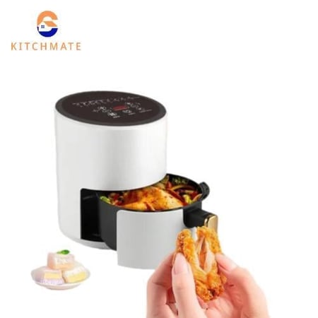 صورة الطعام داخل القلاية الهوائية الكهربائية سعة 6 لتر ماركة كتشميت