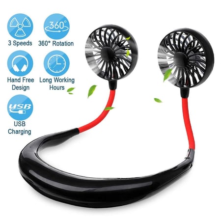 مروحة ثنائية قابلة للارتداء مع اضائة للرياضيين