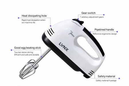 خلاط يدوي وخفاق بيض لينكس - 150 واط