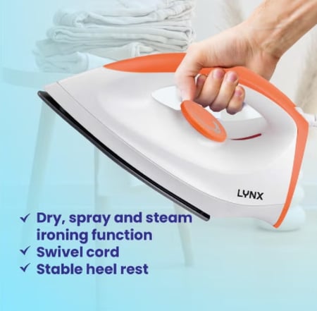 مكواة جافة من لينكس – 1200 واط، قاعدة غير لاصقة، تحكم قابل للتعديل