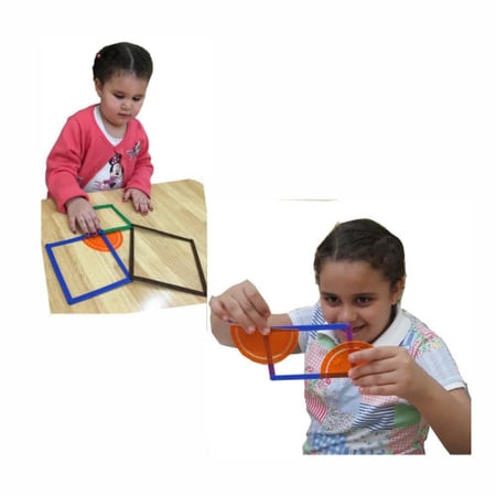 وسيلة بناء المضلعات 72 قطعة  6 ألوان+ منقلتين ، تستخدم لبناء المضلعات ودراسة خصائصها