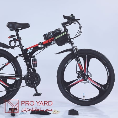 سيكل قابل للطي رياضي هجين أحمر بأسود