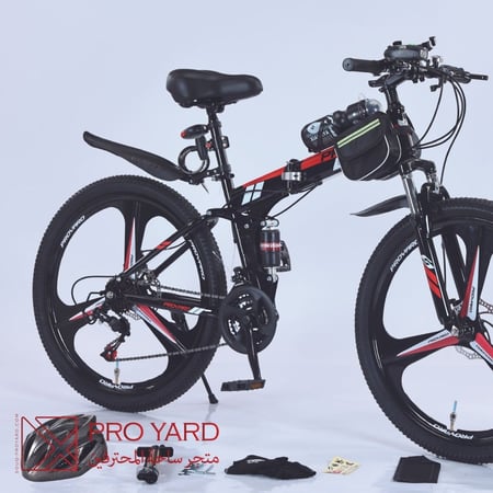 سيكل قابل للطي رياضي هجين أحمر بأسود