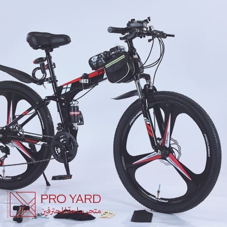 سيكل قابل للطي رياضي هجين أحمر بأسود