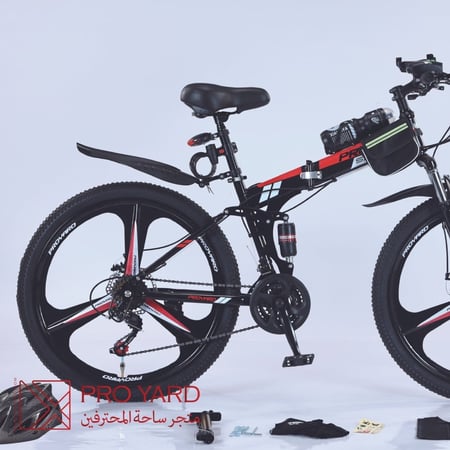 سيكل قابل للطي رياضي هجين أحمر بأسود