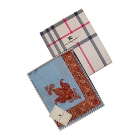 شال كشميري بربري فضي تطريز احمر