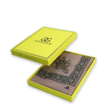 شال كشميري لون خزامي غامق تطريز عودي ماركة جورجيه