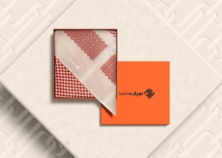 شماغ سيار لاند 24 من قطن طبيعي علبة برتقالي تحافط عليه - متجر شماغ شوب