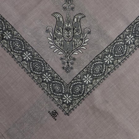 شال كشميري لون خزامي غامق تطريز عودي ماركة جورجيه