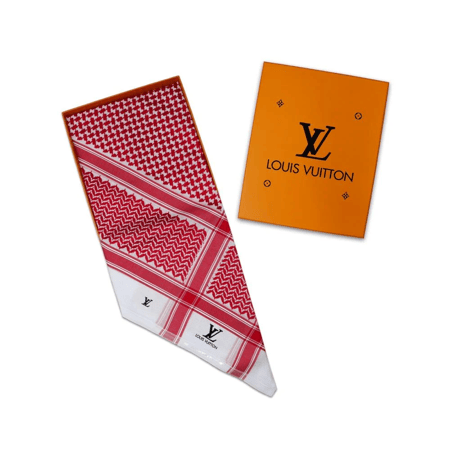 شماغ ماركة لويس فيتون احمر غامق